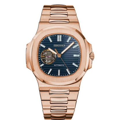 Nautilus Mod - Rose Gold Blue Open Heart